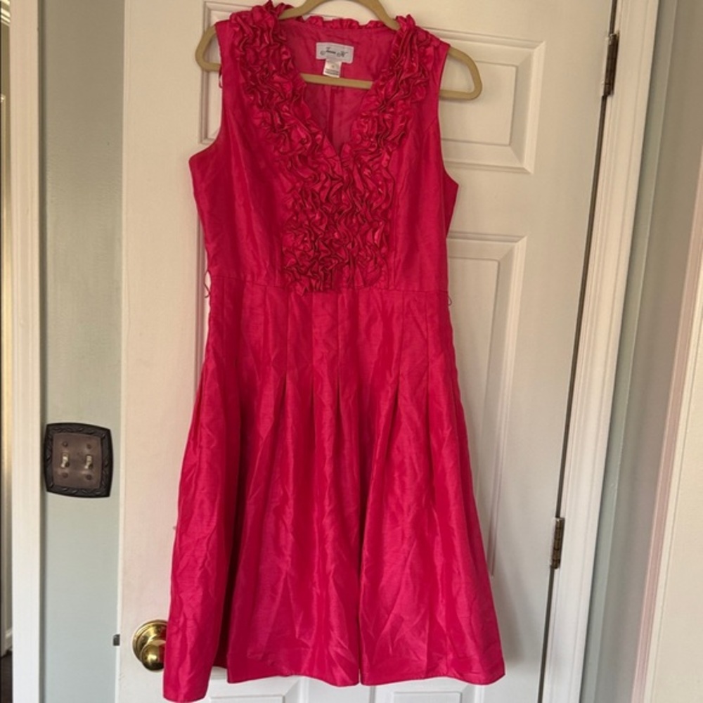 Jessica Howard Pink Midi Dress with Ruffle Detail